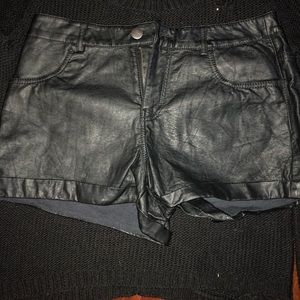 Faux leather shorts